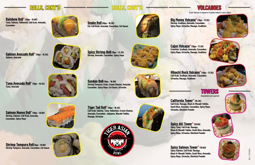 Sushi Menu (Back)