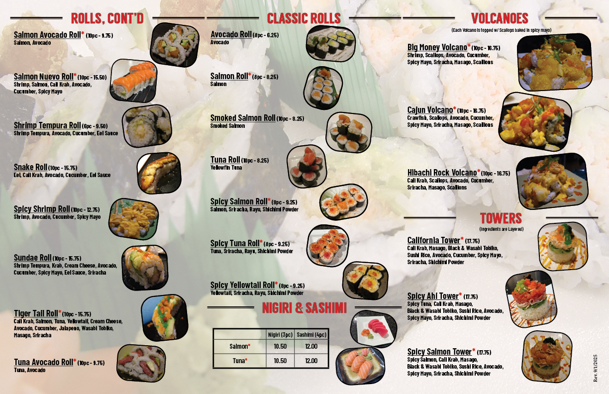 Sushi Menu (Back)